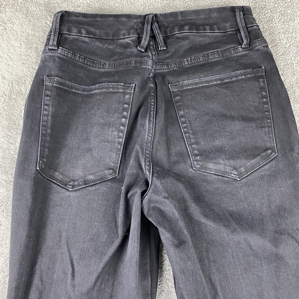 Good American Good Straight Jeans Womens 6/ 28 Black‎ Dark Wash Denim Mid Rise - Picture 12 of 13
